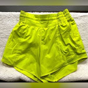Lululemon neon yellow hotty hot shorts